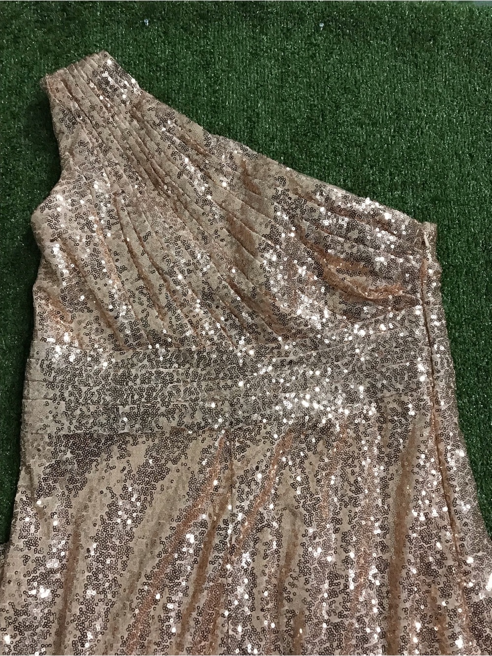 One-Shoulder Sequin Cocktail Dress - Rose Gold